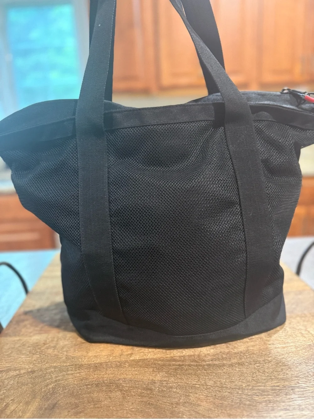 Air Jordan Black Mesh Duffel Tote with Red Accents